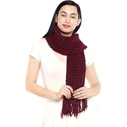 magic needles Woolen Handmade Muffler for Men/Women | Soft & Stylish Hand-Knitted Scarf for Casual Winter Wear | Luxurious Neckwarmer Scarf Stole (1463 Maroon)-picture-11