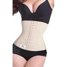 maginno Air Breath Tummy Grip Belt Waist Trainer Trimmer and Slimming Corset 3 Hooks Row Girdle with Wire Support Low Range Comfort Shapewear for Women Free Size Best for (28 to 34 Waist) Beige-picture-28