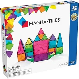 Magna-Tiles Magnetic Building Toys, Clear Colors Set (32 Pieces)-picture-31