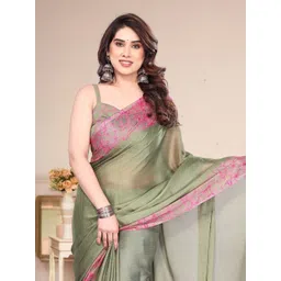 MAGNEITTA Solid Pure Chiffon Saree with Printed Border-picture-33