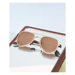 MAGNEQ Unisex Brown Polarised Lenses Grey Aviator Sunglasses MG T008/S C5-picture-22