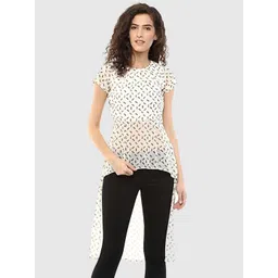 Magnetic Designs Women Cream Geometric Print Georgette Top-picture-16