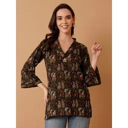 Magnetism Ethnic Motifs Printed V-Neck Pure Cotton Kurti-picture-30