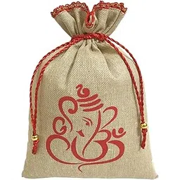 magnus eco bags jute potli bags for return gifts. (Red Ganesha; 10pcs, 20pcs, 50pcs and more)-picture-28