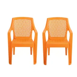 Maharaja Arm Rest Polypropylene Chair 200 Kg Bearing Capacity Orange, Dollar503_Orange-PK2 (Set of 2)-picture-20