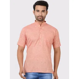 Maharaja Band Collar Short Sleeves Cotton Straight Kurta-picture-15