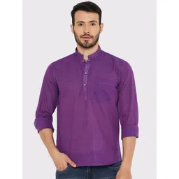 Maharaja Band Collar Short Sleeves Cotton Straight Kurta-picture-13