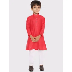 Maharaja Boys Band Collar Straight Kurta with Pyjamas-picture-14