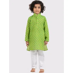Maharaja Boys Geometric Woven Design Pure Cotton Kurta With Pyjamas-picture-35