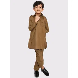 Maharaja Boys Shirt Collar Pathani Kurta With Trouser-picture-37