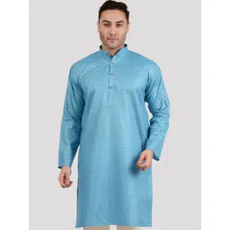 Maharaja Ethnic Motifs Woven Design Band Collar Long Sleeve Foil Print Straight Kurta-picture-39