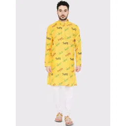 Maharaja Ganpati Bappa Morya Printed Mandarin Collar Straight Kurta-picture-37