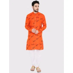 Maharaja Ganpati Bappa Morya Printed Mandarin Collar Straight Kurta-picture-22