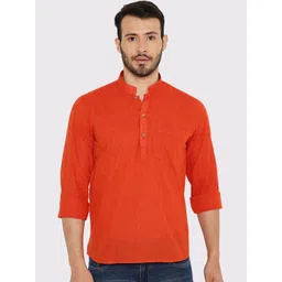 Maharaja Mandarin Collar Cotton Short Kurta-picture-23