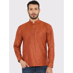 Maharaja Mandarin Collar Linen Short Kurta-picture-40
