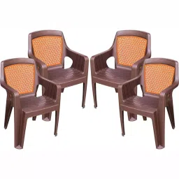 Maharaja SAFARI-114 Plastic Chair Brown & Orange (Set of 4)-picture-48