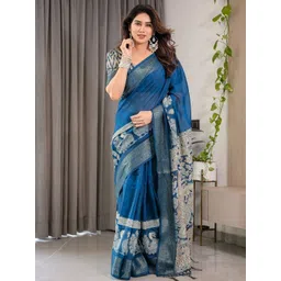 MAHARANI COUTURE Ethnic Motifs Woven Design Zari Pure Cotton Jamdani Saree-picture-42