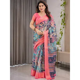 MAHARANI COUTURE Floral Printed Pure Cotton Kanjeevaram Saree-picture-24