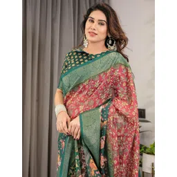 MAHARANI COUTURE Floral Pure Cotton Banarasi Saree image 4