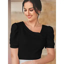 maheshvi Casual Regular Sleeves Solid Women Black Top-picture-10