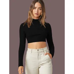 maheshvi Casual Regular Sleeves Solid Women Black Top-picture-12