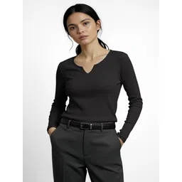 maheshvi Casual Regular Sleeves Solid Women Black Top-picture-11