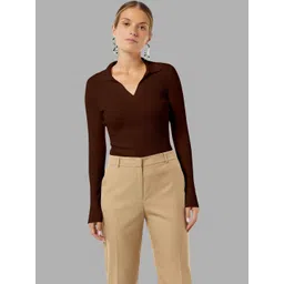 Maheshvi Shirt Collar Ribbed Top-picture-35