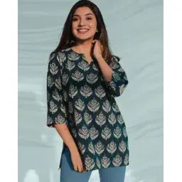 maheshvi Women Leaf Print V-Neck Kurti-picture-48