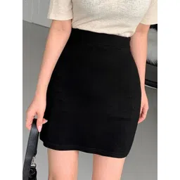 maheshvi Women Solid Pencil Black Skirt-picture-13