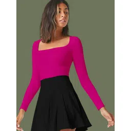 Maheshvi Women Square Neck Long Sleeves Fitted Top-picture-26