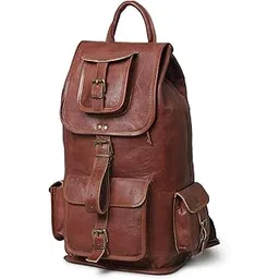 mahetri Brown Leather Backpack For Men's Outdoor Hiking Backpack Rucksack Casual Daypack for Colleges, Handcrafted-picture-31