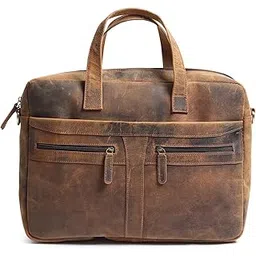 mahetri Manhattan Leather Laptop Briefcase for Men (Up to 15.6) | Genuine Leather Handmade Leather Office Bag with Padded Laptop Compartment | Multiple Zipper Pockets with Adjustable Shoulder Strap-picture-23