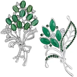 mahi Combo of 2 Flower Shaped Crystal Studded Wedding Brooches/Lapel Pin for Women (CO1105753R)-picture-43
