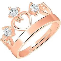 mahi Exquisite Love Rosegold Plated Crown Finger Ring with White Crystal Stones for Girls and Women (FR1103145Z)-picture-36