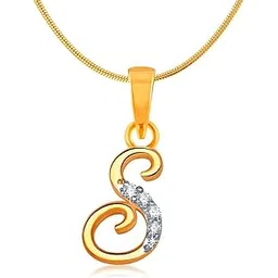 mahi Initial Letter S Alphabet White Cubic Zirconia Unisex Pendant Without Chain PS1100177G-picture-13