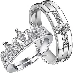 mahi Rhodium Plated Couple Ring Set With Crystal FRCO1103045R-picture-12