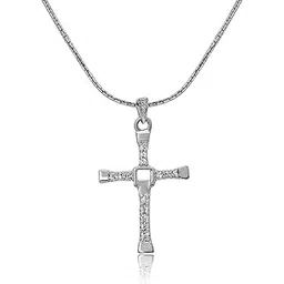 mahi Rhodium Plated Religious Cross Pendant with Crystal for Men & Women PS1101545R-picture-46
