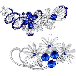 mahi Rose Gold Plated Combo of 2 Floral Shaped Brooch/Saree PIn with Mullticolor Crystals for Women (CO1105784RBlu)-picture-12