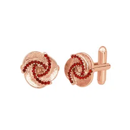 Mahi Rose Gold-Plated Crystal Round Cufflink-picture-23