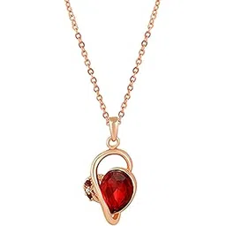 mahi Rosegold Plated Red Crystal Heart Pendant Chain for Women (PS1101938ZRed)-picture-26