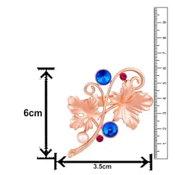 mahi Rosegold Plated Floral Shaped Crystal Studded Saree Pin/Wedding Brooch for Women (BP1101137ZMul) image 4