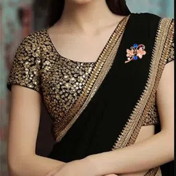 mahi Rosegold Plated Floral Shaped Crystal Studded Saree Pin/Wedding Brooch for Women (BP1101137ZMul) image 3