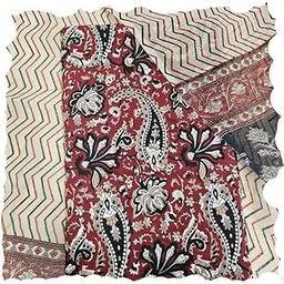 mahisa Pure Cotton Printed Dress Material for Women | Unstitched Cotton Suit Set with Dupatta | Maroon Paisley & Chevron Print Dress Material | Soft Cotton Fabric for Daily-picture-44