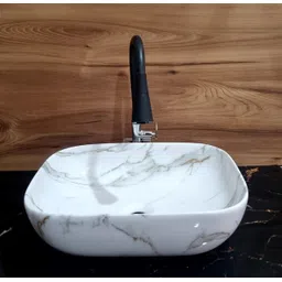 mahisre Over Counter Top Wash Basin For Living Room | Washbasin Countertop Tabletop Ceramic Bathroom Kitchen Sink (45 x 33 x 13 cm) SKT1034 Table Top Basin-picture-26