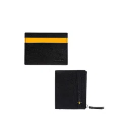 Mai Soli Black & Yellow Leather Wallet & Card Holder Gift Set-picture-24