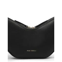 Mai Soli Black Leather Genuine Full Grain Leather Textured Shoulder image 5