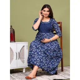 MAINA CREATION Women Floral Printed Maternity Cotton Anarkali Kurta-picture-30