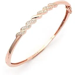 maira 925 Sterling Silver Kada Bracelet | Micron Rose Gold Plated Cubic Zirconia Adorable Bracelet Bangle Jewellery for Women|Valentine Gift for Women | Certificate of Authenticity-picture-14