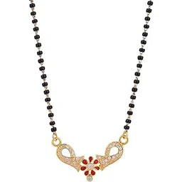 maira 925 Sterling Silver Mangalsutra Necklace with Ruby Flower Design Pendant Black Bead Chain for Women|Hypoallergenic|Anti-Tarnish | Authenticity Certificate & 925 Stamp | 6 Months Warranty-picture-41