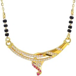 maira 925 Sterling Silver Traditional Mangalsutra Necklace, Gold-Plated with CZ Diamonds and Ruby Accents | Hypoallergenic | Tanmaniya | Kala Mani Mangalsutra | Karthamani Pathak | Gift For Wife-picture-55